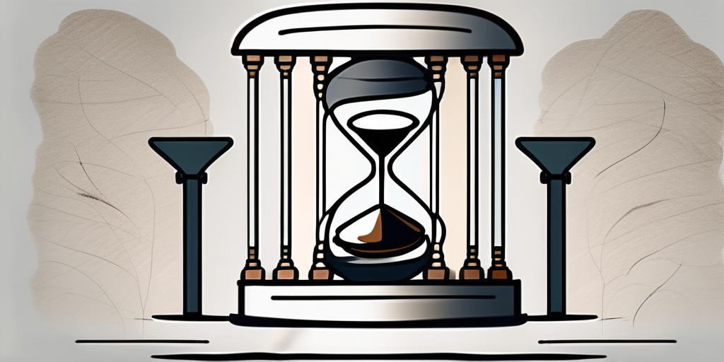 A sandglass with legal scales inside