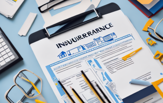 A variety of insurance policy documents tucked into a model house