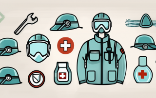 Various safety symbols like a helmet