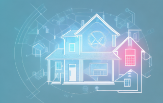 A modern house with a digital shield overlay