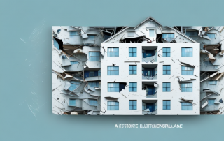 A residential building with a split screen effect