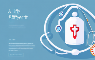 A safety net under a symbolic representation of medical equipment (like a stethoscope or a pill bottle)