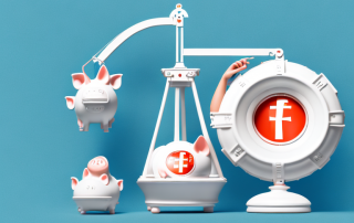 A lifebuoy and a piggy bank on a scale