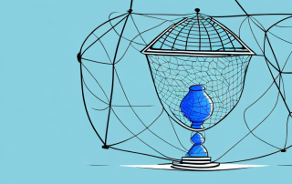 A broken vase under a safety net