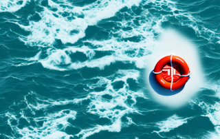 A life buoy floating on a turbulent sea
