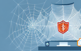 A computer with a broken shield symbol on the screen