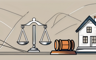 A scale balancing a house and a gavel
