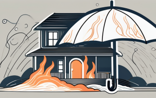 A house being shielded by an umbrella