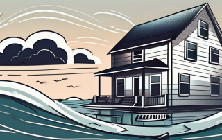 A stormy seaside scene with a house