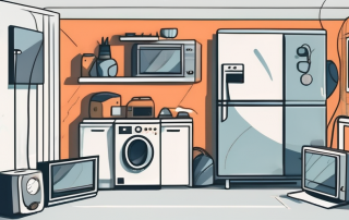 Various household appliances like a refrigerator