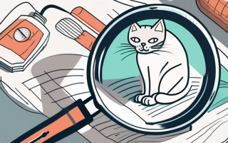 A cat examining a health insurance policy document with a magnifying glass