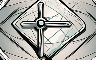 A cross symbol intertwined with a protective shield