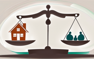 A balanced scale with a house and a child's toy on each side