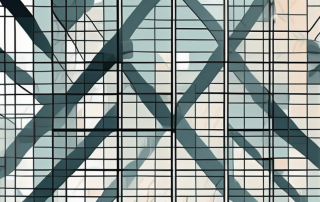 A corporate building with a safety net underneath