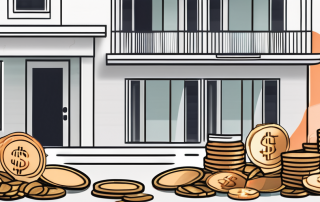 A residential building with some insurance policy papers and a few scattered coins