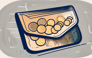 A wallet with coins and a shield