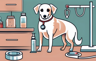 A dog in a vet's office