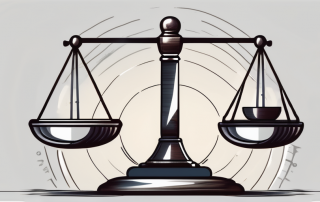 A balanced scale with a will on one side and a gavel on the other