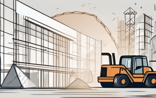 A construction site with various building tools and safety equipment