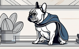 A french bulldog wearing a safety helmet and a superhero cape
