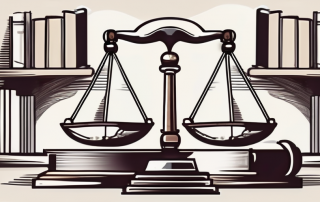 A balanced scale on top of a law book