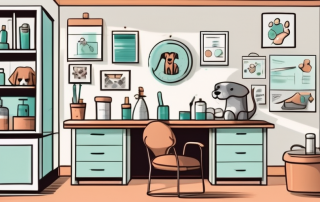 A vet's office with various pet care tools