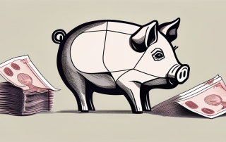 A broken piggy bank with insurance policy papers sticking out
