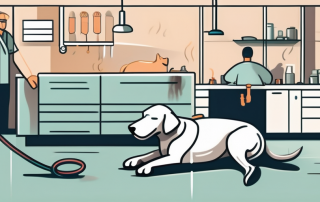 A dog lying on its side