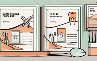 A variety of dental tools and insurance policy papers