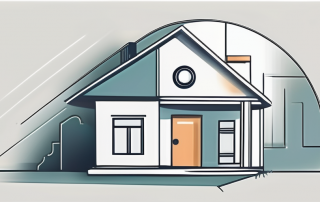 A house with symbolic elements of insurance such as a protective shield