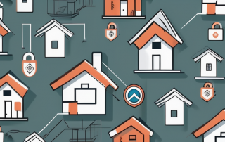 A house under construction with various insurance symbols like a shield