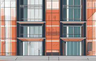 A modern building with a protective digital shield surrounding it