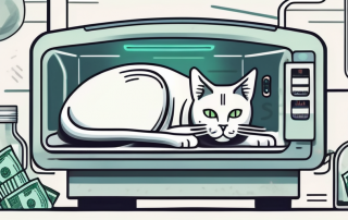 A cat lying comfortably inside a veterinary x-ray machine
