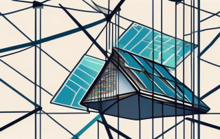 A safety net under a symbolic building made of credit cards