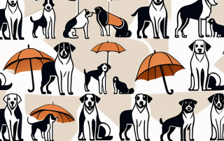 A variety of dog breeds standing together