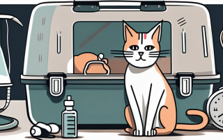 A worried-looking cat sitting inside a pet carrier