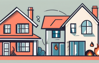 A house with various insurance symbols like a shield