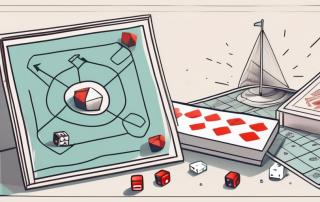 A broken insurance policy document next to a risk board game
