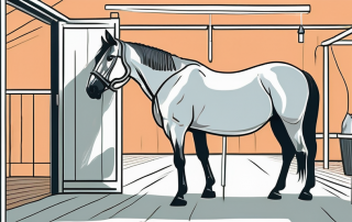 A professional veterinarian examining a horse in a stable