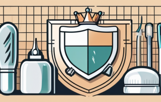 A variety of dental tools and a dental crown