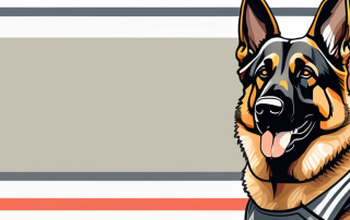 A german shepherd wearing a safety vest