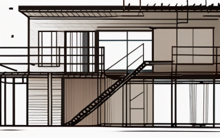 A house under construction with a safety net below it