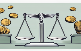 A balanced scale with a shield symbolizing protection on one side and a pile of coins on the other