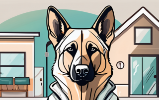 A german shepherd dog with a stethoscope around its neck