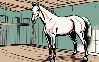 A horse in a stable with a medical cross symbol on it