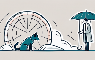 A sickly dog looking longingly at a symbolic representation of health insurance