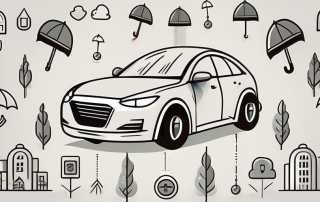 A car with various protection symbols like a shield