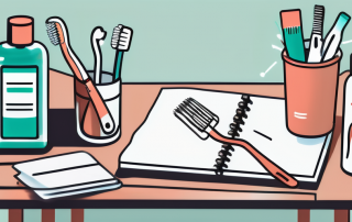 Several dental tools like toothbrush