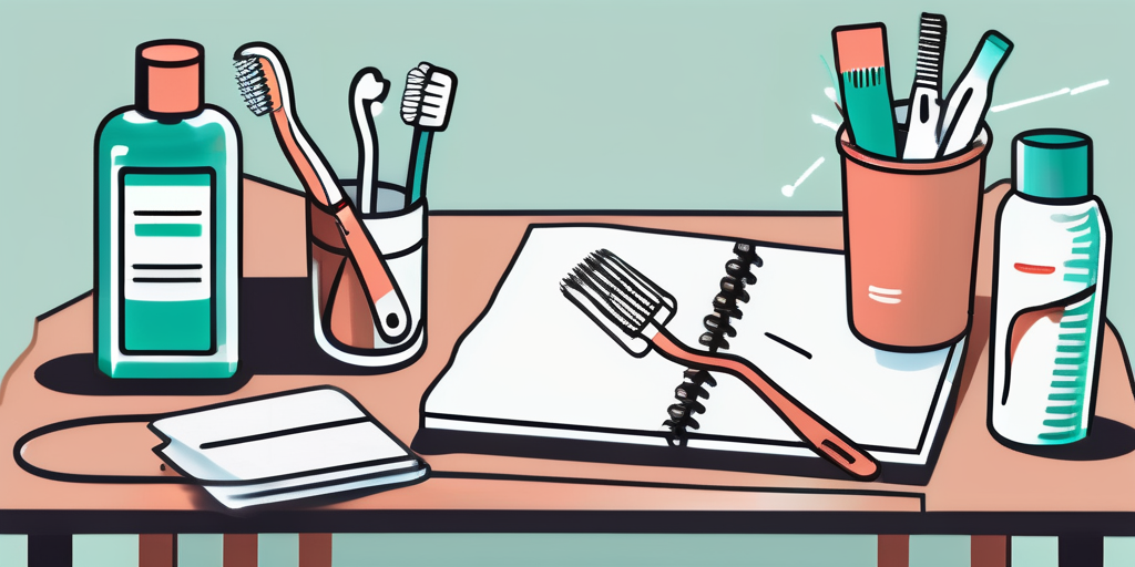 Several dental tools like toothbrush