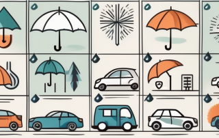 A table chart with various insurance symbols like a house
